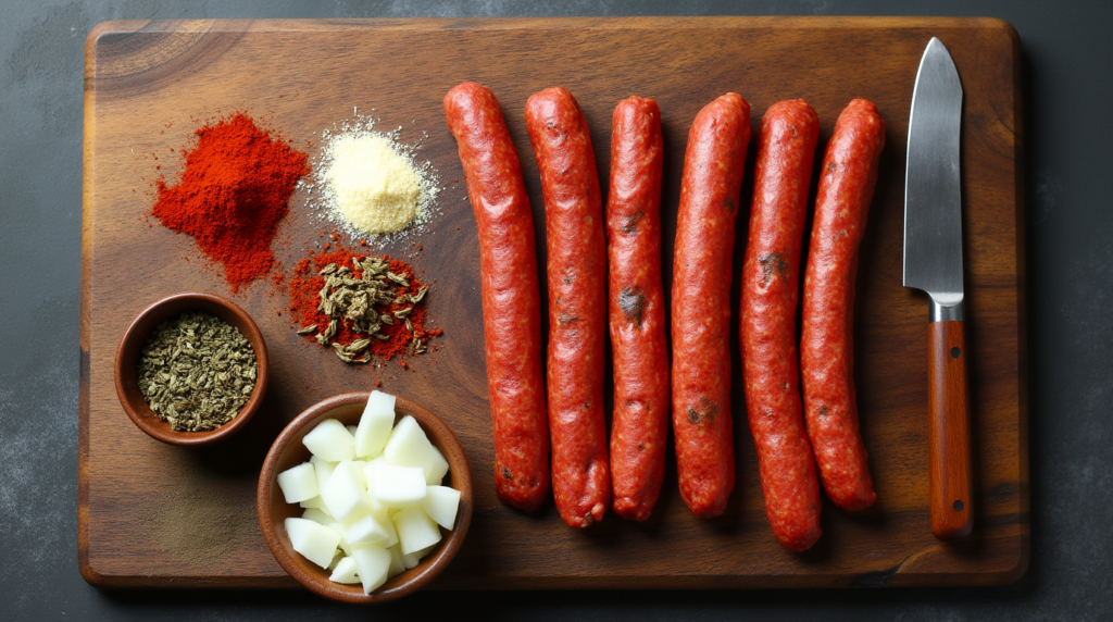 What Is the Best Way to Cook Chorizo ?Fresh chorizo sausages with key ingredients like paprika, garlic, oregano, and chili powder